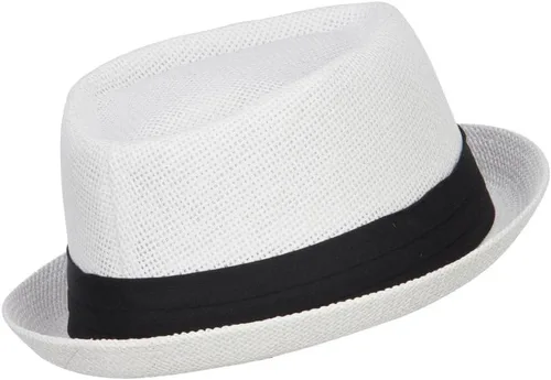 Vista 3 de Fedora de pastel de cerdo sólido de gran tamaño Blanco