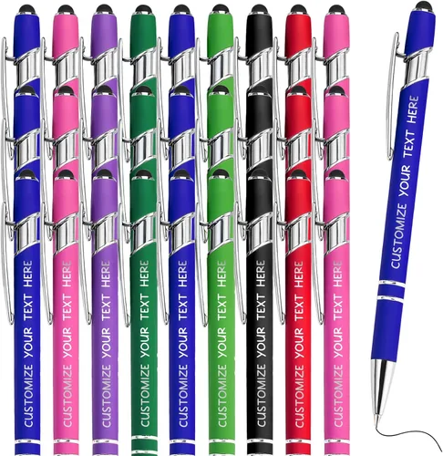 Vista 42 de Hasta 500 bolígrafos personalizados a granel con lápiz capacitivo, grabado, juego de bolígrafos con tu nombre, texto para mujeres de negocios