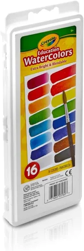 Vista 4 de Crayola Juego de pintura de acuarela (16 unidades), suministros escolares, pintura lavable para niños, 1 brocha, artes y manualidades
