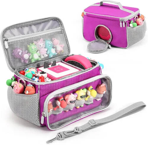 Vista 8 de PISOSN Estuche de transporte portátil compatible con el juego de iniciación de Toniebox y figuras de Tonies, bolsa de transporte de juguetes Azul
