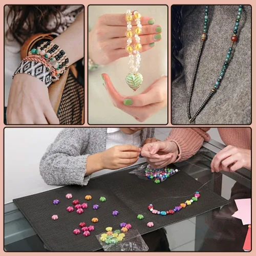 Vista 7 de Hilo elástico de 0.024 in para pulseras, 3 rollos de cordón elástico, cuerda elástica de cuentas de cristal para pulseras, cuentas y fabricación