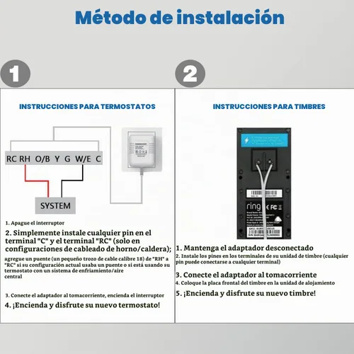 Vista 4 de LIANSUM Adaptador de cable transformador C de 24 V para termostato y todas las versiones de timbre de timbre, compatible con Nest 1st/2nd, Ecobee
