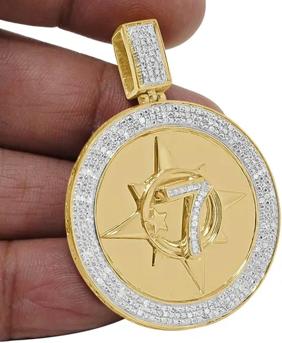 Vista 2 de KingCrown Jewelers Dije musulmán de diamante auténtico auténtico para hombre de 0.40 quilates, 20+ gramos, 5% nación, cinco percentros, Allah