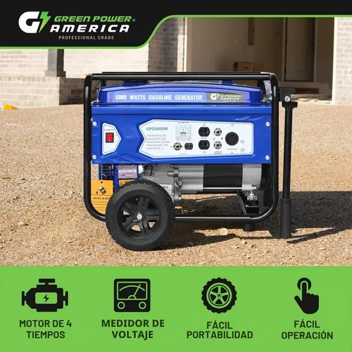 Vista 5 de Green-Power America Generador de gasolina GPD5000W, Verde/Negro