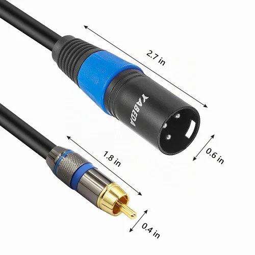 Vista 4 de YABEDA Cable RCA a XLR, cable de interconexión de micrófono estéreo de alta fidelidad macho a doble XLR macho de alta fidelidad, cable