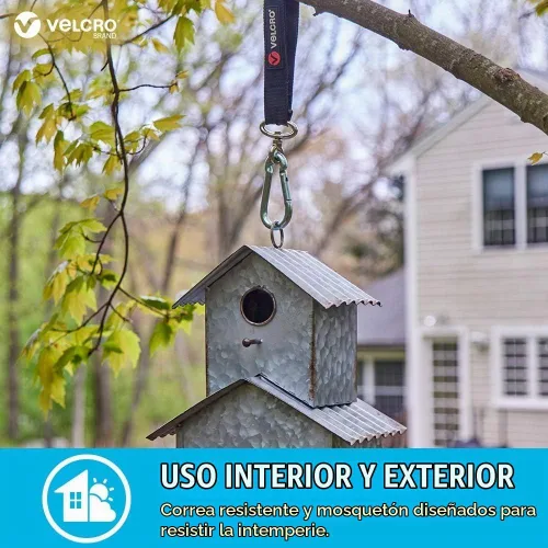 Vista 4 de VELCRO Brand VEL-30196-USA - Correa fácil de colgar con clip de mosquetón para fijar botellas de agua y accesorios a bicicletas, bolsas y más. Negro