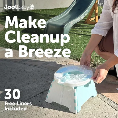 Vista 5 de Jool Baby Silla portátil de entrenamiento para ir al baño con bolsa de viaje y 30 forros, plegable, para uso en interiores y exteriores, camping