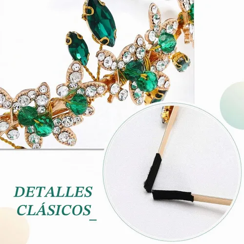 Vista 6 de JEAIRTS - Diadema de diamantes de imitación esmeralda, tocado de boda