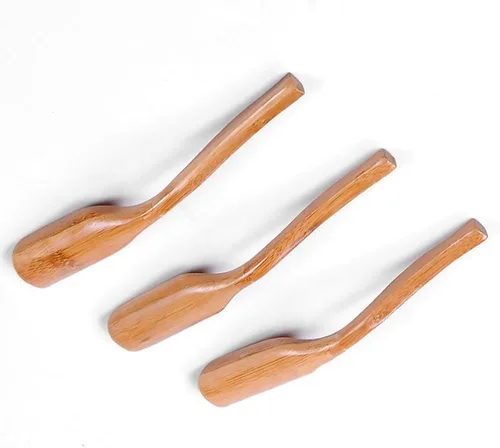Vista 5 de Leadigol Cucharas de té sueltas de madera, 3 cucharas de madera de bambú natural, vajilla de miel de especias, condimento natural, cubiertos de sal
