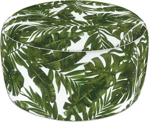 Vista 47 de LVTXIII Otomana inflable para interiores y exteriores, reposapiés redondo, 21 pulgadas de diámetro x 9 pulgadas de alto, todo clima, portátil, Hojas