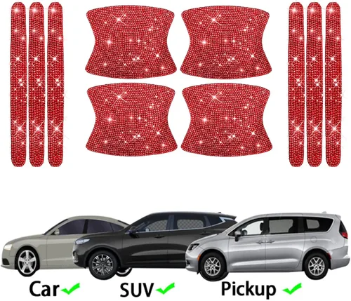 Vista 3 de BetterJonny 10 unidades de protectores de arañazos de cristal, pegatinas de manija de strass para protección brillante para calcomanías de auto
