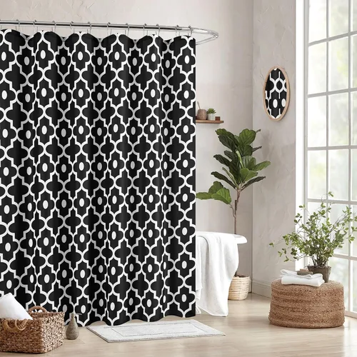 Vista 2 de Biscaynebay - Cortinas de tela texturizada a cuadros para baño