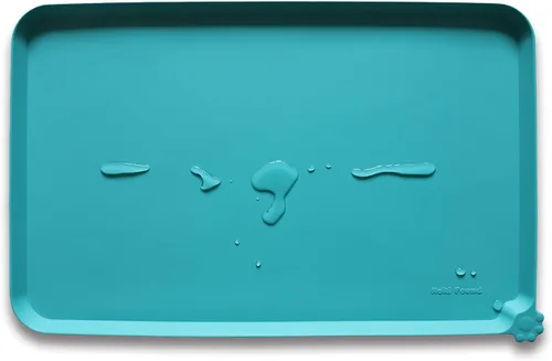 Vista 10 de Hoki Found - Bandeja de silicona para comederos de perros y gatos, tapetes impermeables para comida y agua, color caramelo