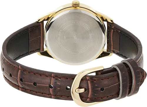 Vista 2 de Casio #LTP-V005GL-7B - Reloj analógico de vestir con correa de cuero dorado estándar para mujer, MIX, Movimiento de cuarzo