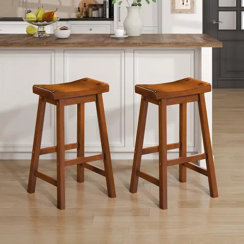 Vista 14 de Lexicon Finnian Saddle - Juego de 2 taburetes de madera maciza, taburetes de cocina para comedor, asientos de silla de mostrador sin brazos, Arena