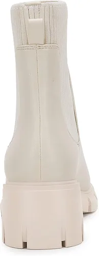 Vista 4 de Botines con elástico al tobillo y plataforma para mujer, tacón ancho, suela de lengüeta, antideslizantes, cómodos botines tipo Chelsea