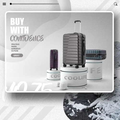 Vista 2 de COOLIFE - Juego de equipaje set de 3 valijas extensibles de PC ABS con candado TSA y ruedas giratorias Gris B07PY6P455