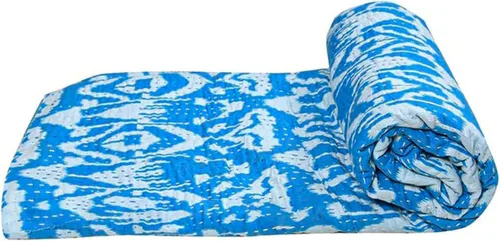 Vista 12 de Edredón Kantha de algodón con estampado indio de Ikat, hecho a mano Kantha, funda de cama de algodón cosida a mano Gudari, manta bohemia Kantha Negro