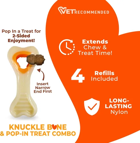 Vista 4 de Nylabone Hueso de Nuca Bone Pop-In Juguetes de Golosinas Poderosas para Perros, Juguetes Interactivos Dispensadores de Golosinas y Enriquecimiento