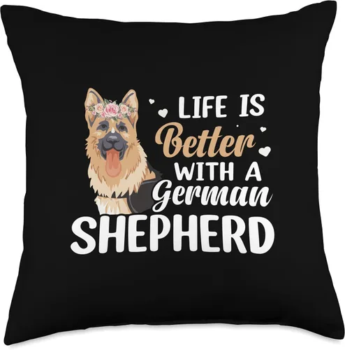 Vista 4 de German Shepherd Dog Gift Design Ideas Life is Better with a German Shepherd Dog - Divertida almohada de 16 x 16 pulgadas, multicolor