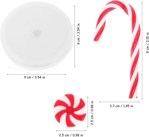 Vista 5 de Decoraciones de Navidad Bastón de caramelo Decoraciones de árbol de Navidad: muleta de bastón de caramelo de Navidad, piruleta falsa de caramelo