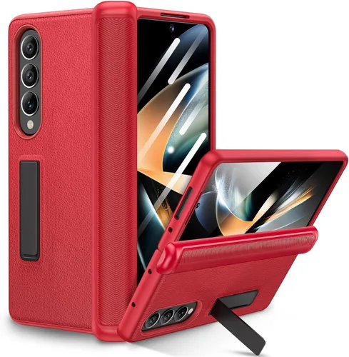 Vista 10 de Ruky - Funda para Galaxy Z Fold 4 con protección de bisagra, color negro Fundas de cuerpo completo con soporte magnético y protector de pantalla