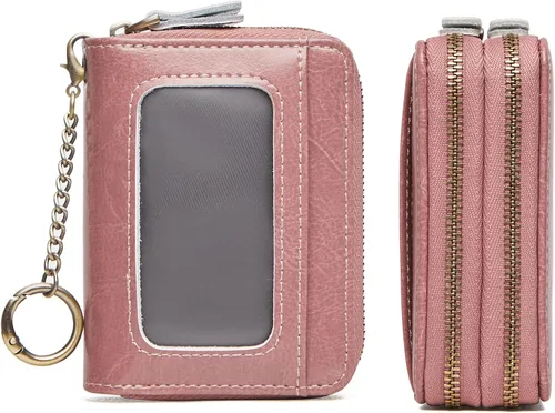 Vista 23 de TFKGS Tarjetero de crédito para mujer, cartera RFID de cuero para mujer con bloqueo de cremallera, llavero para tarjetas de acordeón, regalos