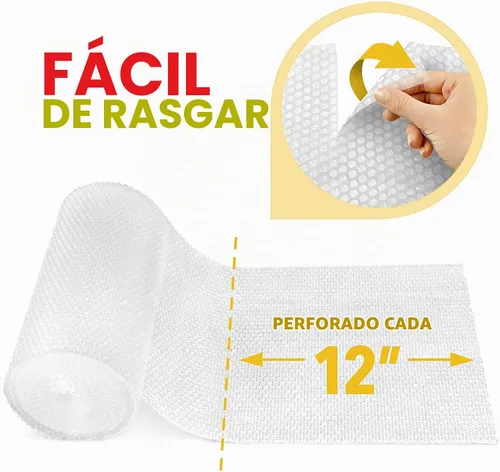 Vista 2 de Envoltura de amortiguación de burbujas de 12 pulgadas x 20 pies, perforada cada 12 pulgadas, suministros de embalaje protector para mudanza y envío