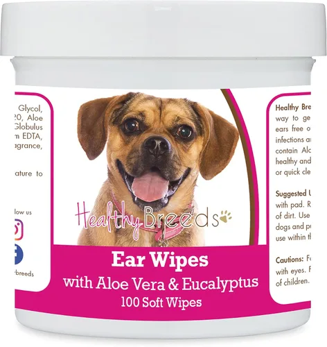 Vista 85 de Healthy Breeds Affenpinscher Toallitas de limpieza de oídos con aloe y eucalipto para perros, 100
