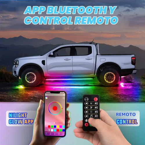 Vista 5 de Nilight 4 Piezas Tiras de Luces de Acento de Neón Underglow de Aluminio 396 LEDs Color de Ensueño Asistencia de Puerta Función Activa de Sonido