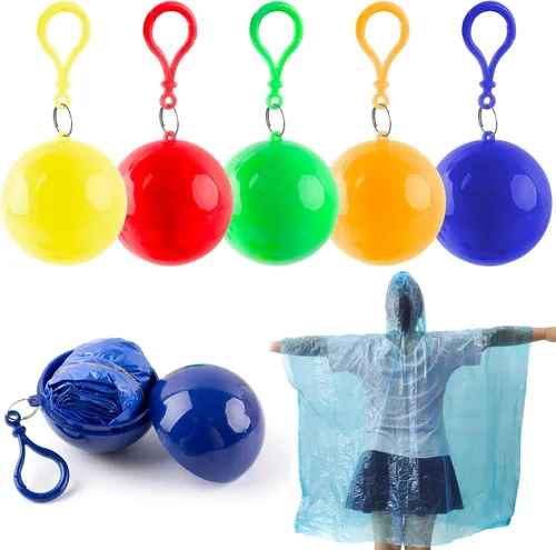 Vista 6 de AUEAR, Impermeable de emergencia desechable portátil Poncho de lluvia impermeable en una bola para viajar, acampar al aire libre