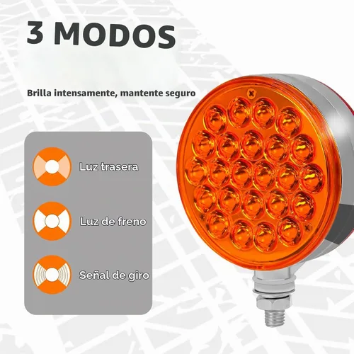 Vista 3 de NeaLia Luces de Guardabarros de Pedestal Redondas de 4 pulgadas, 48 Luces LED de Señal de Giro de Doble Cara para Remolque de Camión Semi, 2PCS