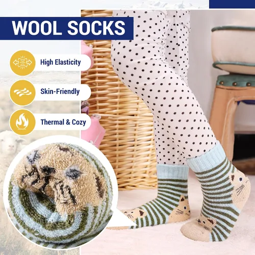 Vista 81 de Eocom 6 pares de calcetines de invierno cálidos de lana para niños y niñas