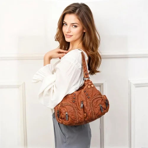 Vista 5 de Bolso vintage para mujer Tendencia de moda Bolso cruzado de un solo hombro de gran capacidad