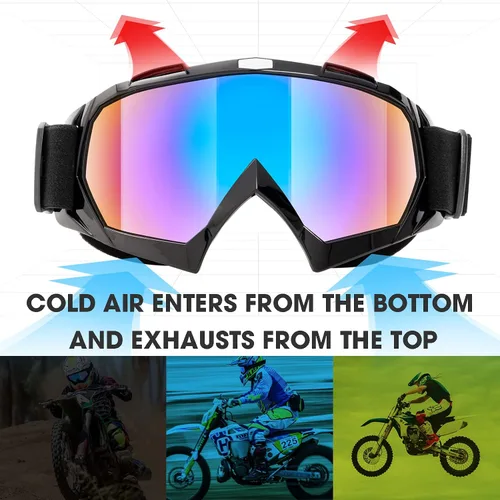 Vista 3 de MAMBAOUT Gafas de motocross para adultos, paquete de 2 gafas de motocicleta ATV para hombres y mujeres, gafas de visión amplia para montar fuera