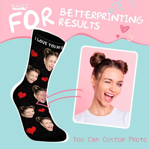 Vista 3 de Bemaystar Calcetines personalizados con foto, calcetines personalizados con imagen, regalos personalizados para el día de San Valentín para novio