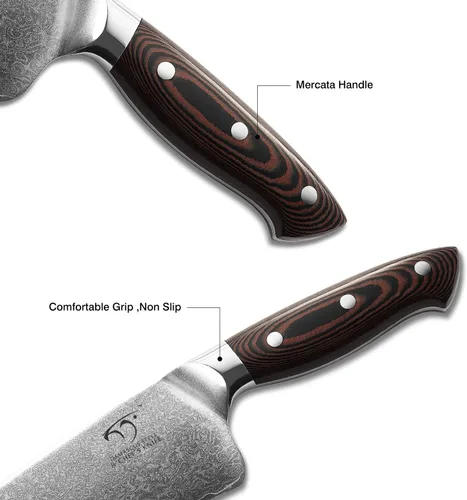 Vista 3 de NANFANG BROTHERS 8-Inch VG10 Damascus Chef Knife, Micarta Handle
