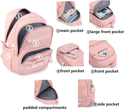 Vista 4 de Mochila con ruedas para niñas, mochila escolar con ruedas, 2 Ruedas-azul, Moderno