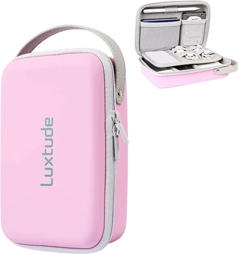 Vista 11 de Luxtude Tech - Funda organizadora de viaje, organizador de electrónica portátil, funda rígida con cremallera para cables de carga, cargadores