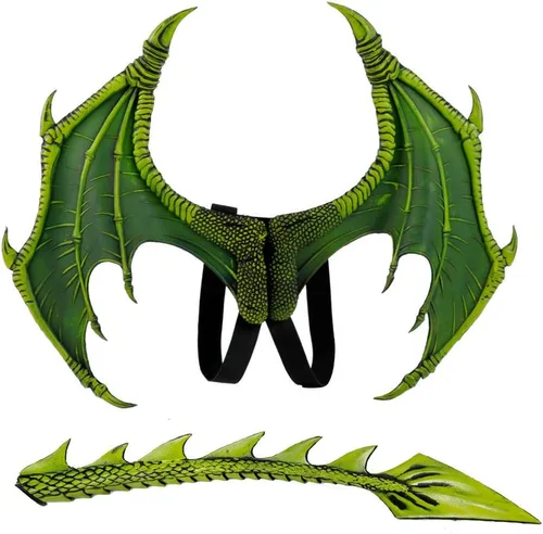 Vista 10 de Himine Alas de dragón Props Cosplay Wing con cola