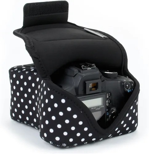 Vista 21 de USA GEAR Funda para cámara réflex digital con tecnología de DuraNeoprene, almacenamiento de accesorios y aberturas para correa – Funciona con Nikon