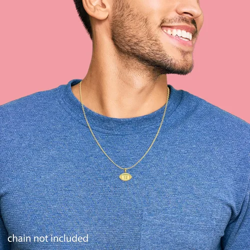 Vista 2 de 10K or 14K Yellow White or Rose Gold Sports Charm Customized Football Pendant with Your Name and Number - Choice of Metal