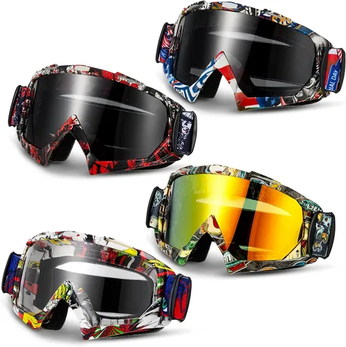 Vista 11 de Tallew 4 pares de gafas de motocross para motocicleta, motocross, carreras, ATV, para hombres y mujeres, deportes de potencia y esquí