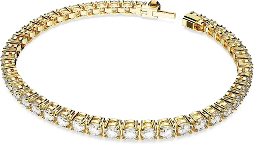 Vista 2 de Swarovski Matrix Tennis Bracelet, Round Cut Crystals, Pink, Blue, Black, Clear, Rhodium, Gold-Tone and Rose Gold-Tone Finishes