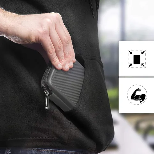 Vista 7 de Duronic Funda para disco duro HDC2/GY Gris Bolsa de almacenamiento portátil de EVA para cables y cables externos Ligero y protector Adecuado