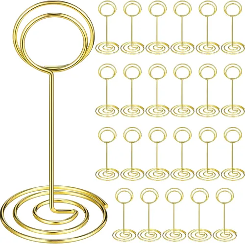 Vista 11 de TecUnite 24 soportes para números de mesa de 3.35 pulgadas, soporte para fotos, fotos, nombre, menú, clips para tarjetas de notas, soporte