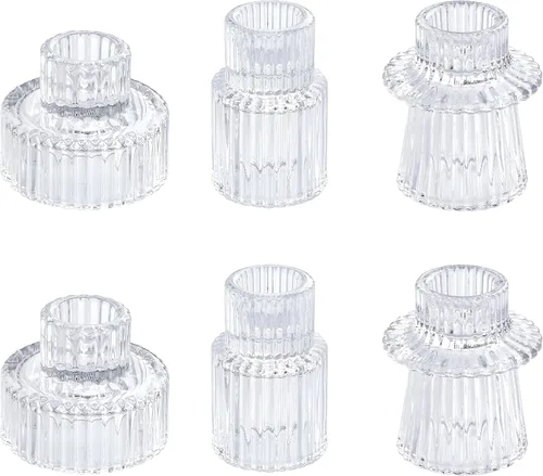 Vista 19 de Vixdonos Portavelas de cristal cónico para centros de mesa, decoración de boda y cena (3 piezas, ámbar)