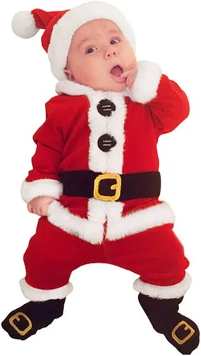 Vista 2 de ggudd Conjunto de 4 piezas de ropa de Papá Noel para bebés y niños