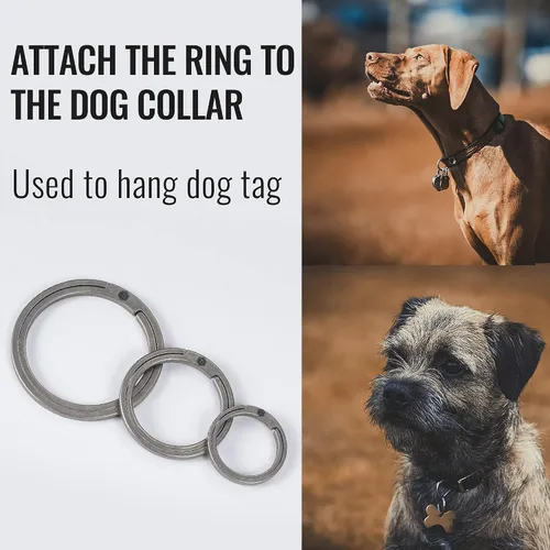 Vista 3 de KeyUnity Titanium Flat Key Rings, 332517.5mm Side Pushing Split Ring for Key Carabiner Flashlight Knife Dog ID Collar Tag