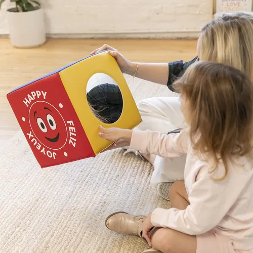 Vista 8 de ECR4Kids SoftZone - Cubo de actividades trilingüe con espejo, juguete sensorial, surtido